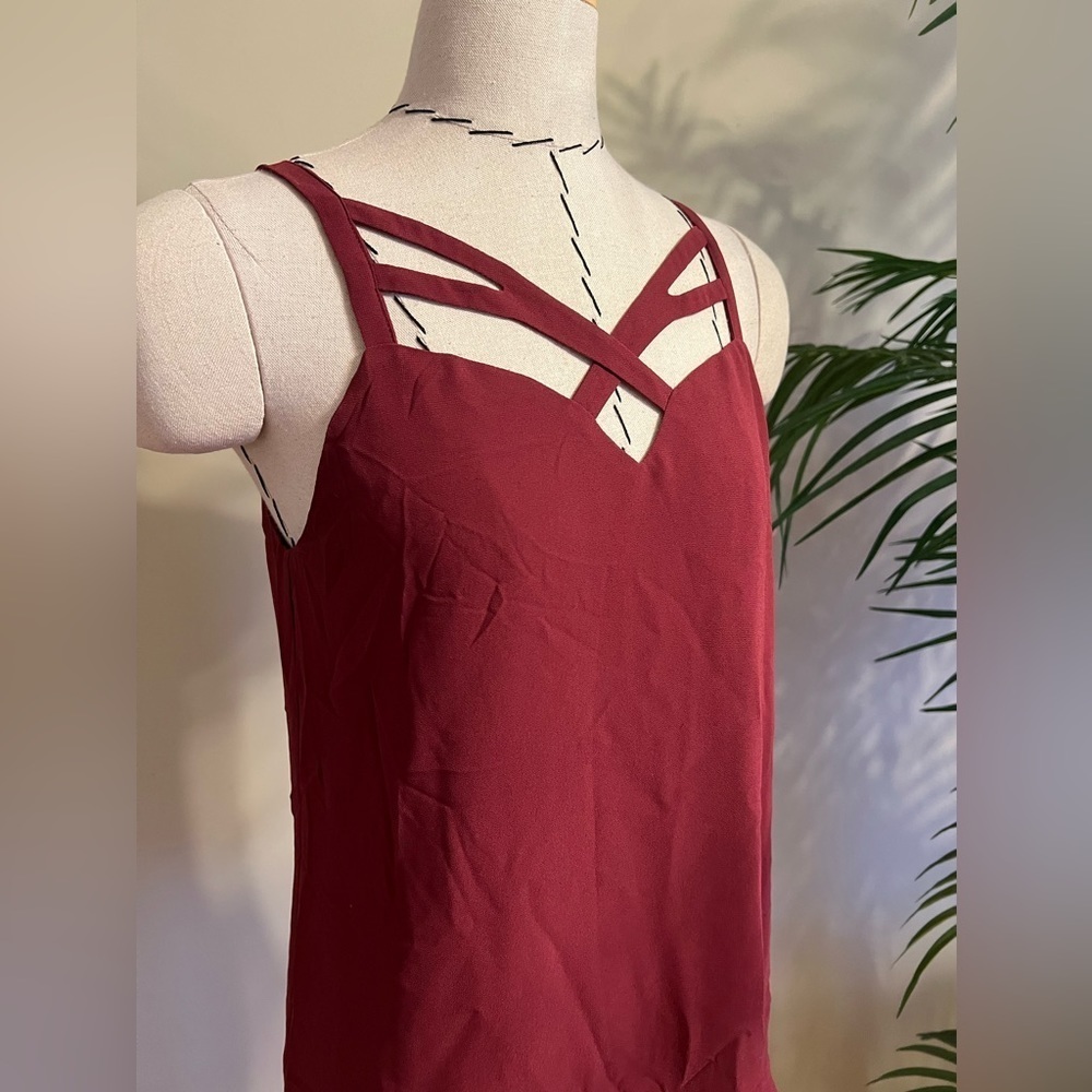 Naked Zebra Heartbeeps Strappy Cami Top | Burgundy Wine Color | Size S - Picture 11 of 12